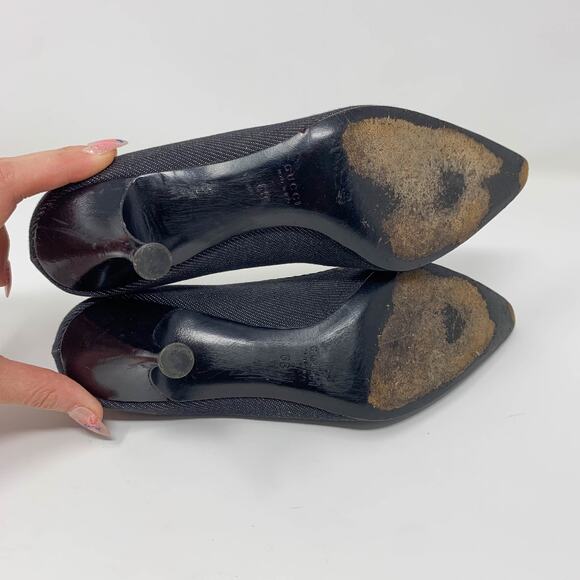 GUCCI Decollete Tessuto Stiletto heel D'Orsay pumps pointed toe whimsigoth - Picture 11 of 13